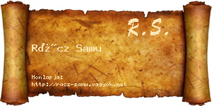 Rácz Samu névjegykártya